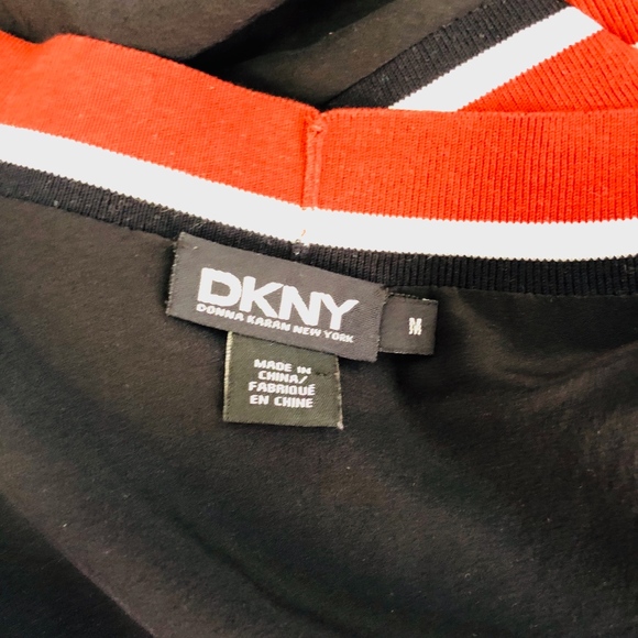 DKNY Varsity Stripe T Shirt Silk Dress Black 0260 - Picture 7 of 8